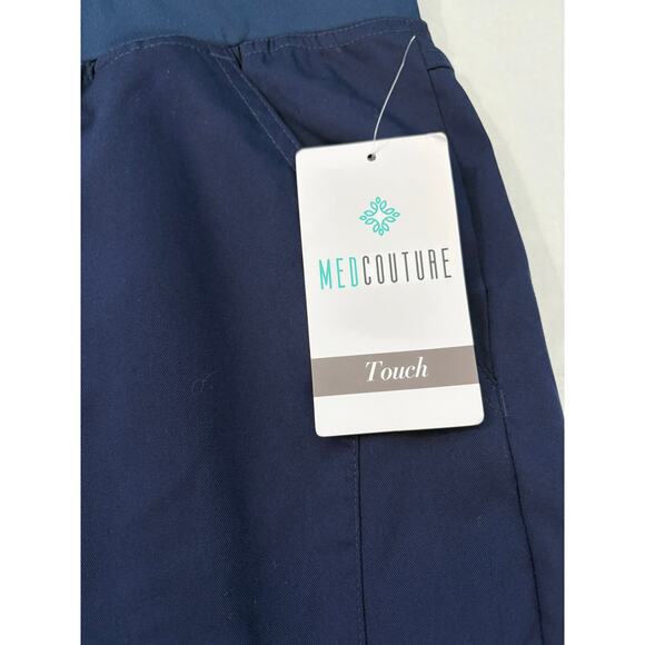 Med Couture Womens Touch Yoga Scrub Pants Navy Blue Size Medium TALL Nursing 33" - Picture 6 of 9